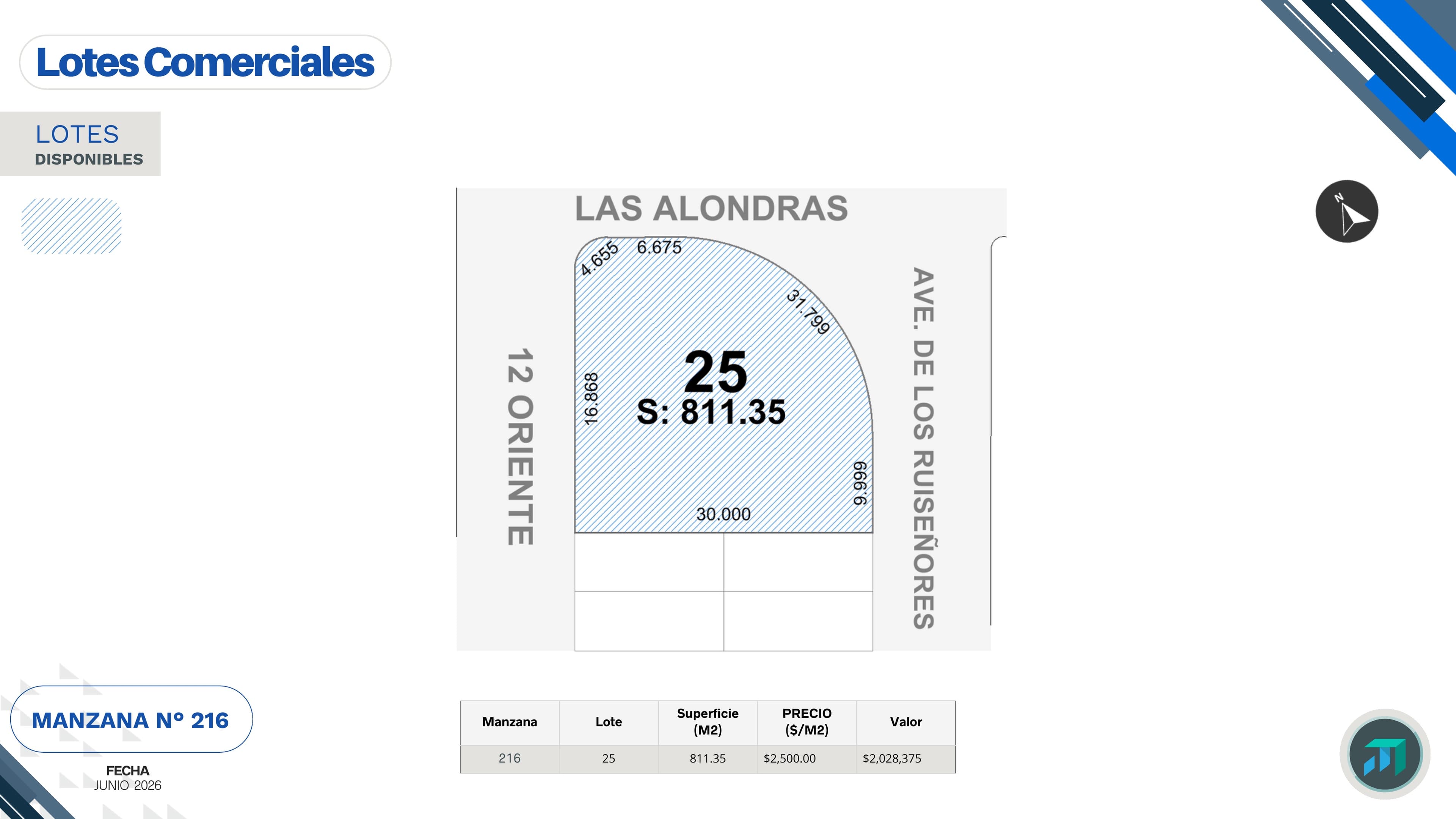 Plano del lote de la Manzana 216 de Villas del Carrizalejo